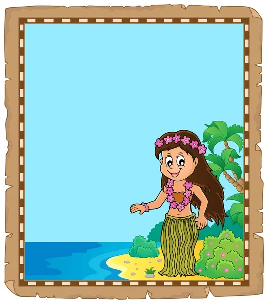 Parchment Hawaiian Theme Dancer Eps10 Vector Illustration - Stok Vektor