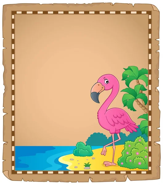 Flamingo Tópico Pergaminho Eps10 Ilustração Vetorial — Vetor de Stock