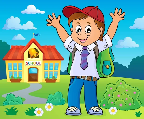 Happy Pupil Boy Theme Image Eps10 Векторная Иллюстрация — стоковый вектор