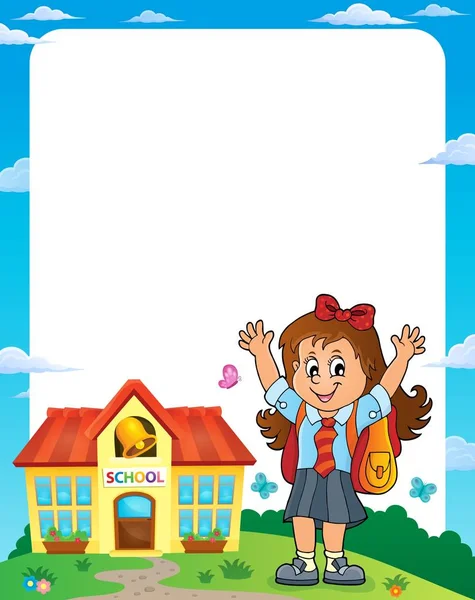 Happy Pupil Girl Theme Frame Eps10 Vector Illustration — Stock Vector