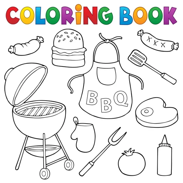 Conjunto Barbeque Livro Para Colorir Eps10 Ilustração Vetorial — Vetor de Stock