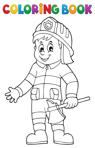 Livre Coloriage Pompier Homme Eps10 Illustration Vectorielle — Image vectorielle