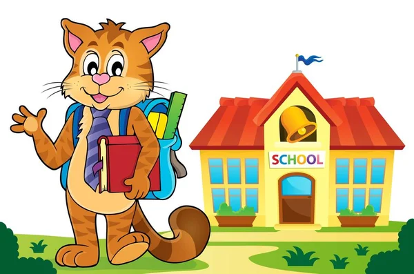 School Cat Theme Image Eps10 Vector Illustration — Stock Vector