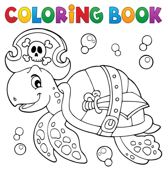 Coloring Book Pirate Turtle Theme Eps10 Vector Illustration — Stock Vector