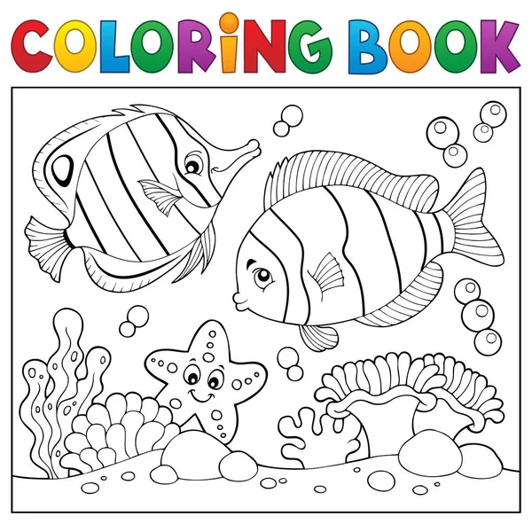 Libro Para Colorear Vida Marina Tema Eps10 Vector Ilustración — Vector de stock