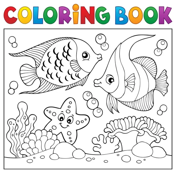 Livro Para Colorir Tema Vida Marinha Eps10 Ilustração Vetorial —  Vetores de Stock