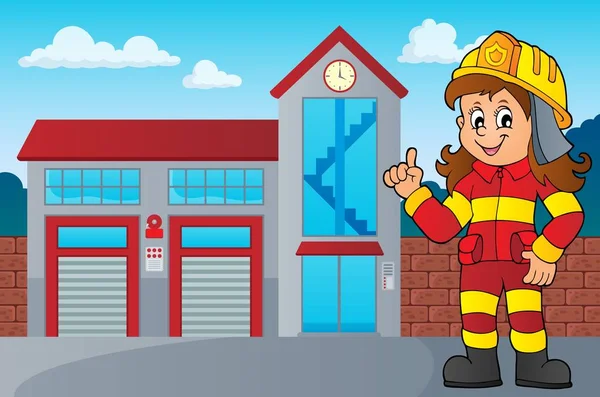 Feuerwehrfrau Bild Eps10 Vektor Illustration — Stockvektor