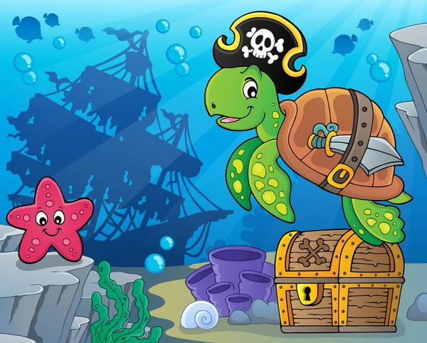 Piraten Schildkröten Thema Bild Eps10 Vektor Illustration — Stockvektor