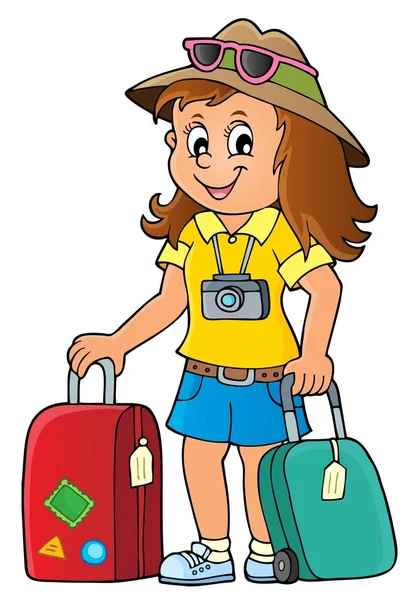 Mujer Turista Tema Imagen Eps10 Vector Ilustración — Vector de stock