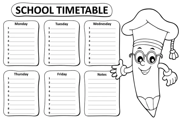 Black White School Timetable Topic Eps10 Vector Illustration — Stock Vector