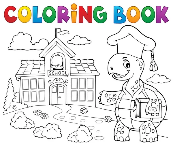 Libro Colorare Tartaruga Insegnante Tema Eps10 Vettoriale Illustrazione — Vettoriale Stock