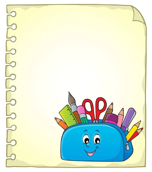 Notepad Page Happy Pencil Case Eps10 Vector Illustration — Stock Vector