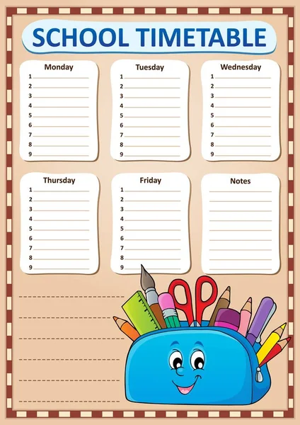 Weekly School Timetable Template Eps10 Vector Illustration — Stock Vector