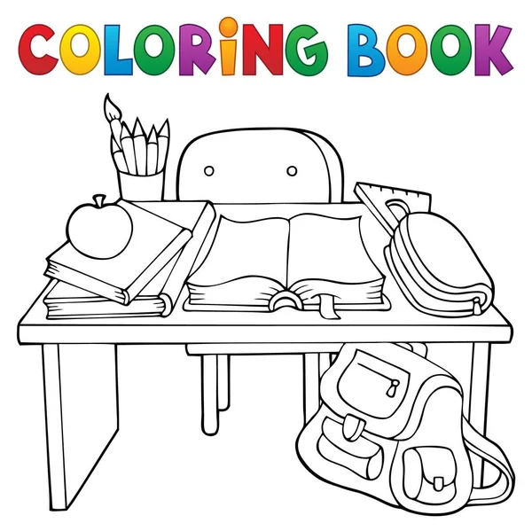 Libro Para Colorear Escritorio Escuela Tema Eps10 Vector Ilustración — Vector de stock