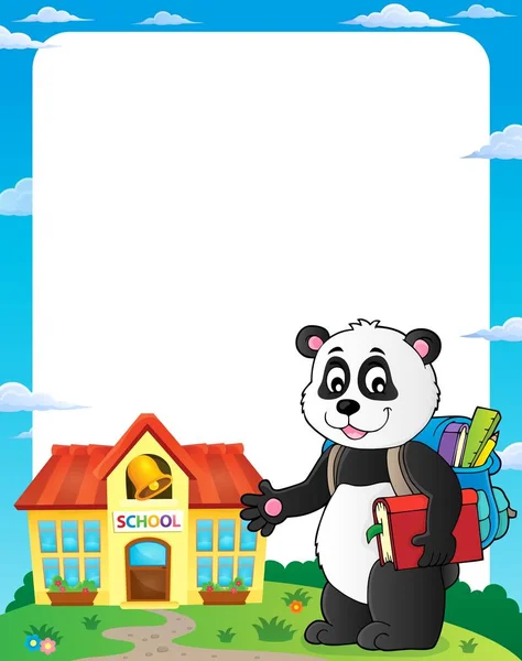 Σχολείο Panda Θέμα Καρέ Eps10 Εικονογράφηση Διάνυσμα — Διανυσματικό Αρχείο