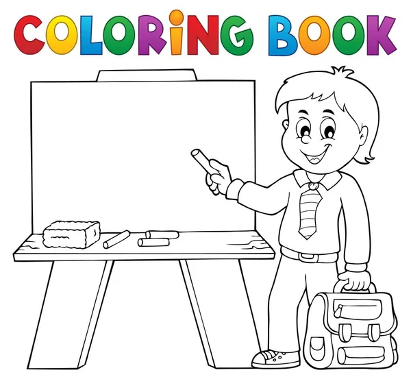 Χρωματισμός Βιβλίο Χαρούμενος Μαθητής Αγόρι Θέμα Eps10 Διανυσματική Απεικόνιση — Διανυσματικό Αρχείο