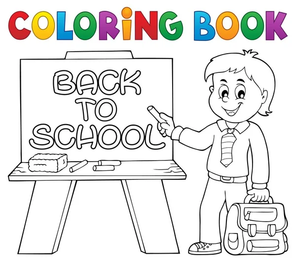 Colorir Livro Feliz Aluno Menino Tema Eps10 Ilustração Vetorial — Vetor de Stock