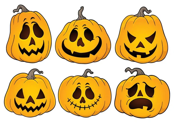 Halloween Dynie Tematu Zestaw Ilustracja Wektorowa Eps10 — Wektor stockowy
