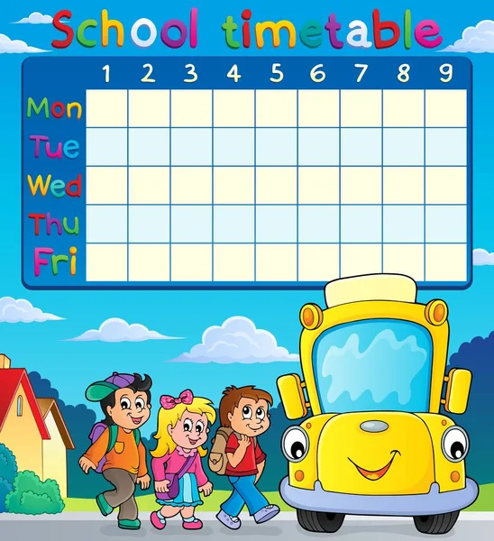 School Timetable Pupils Bus Eps10 Vector Illustration — Stock Vector