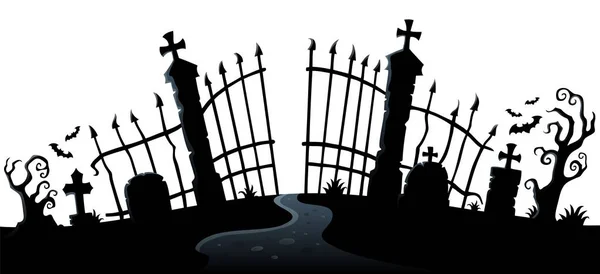 Cemetery Gate Silhouette Theme Eps10 Vector Illustration — Stock Vector