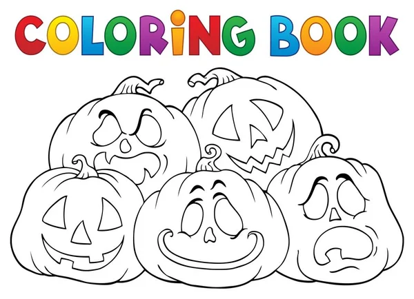 Coloring Book Halloween Pumpkins Pile Eps10 Vector Illustration — Stock Vector