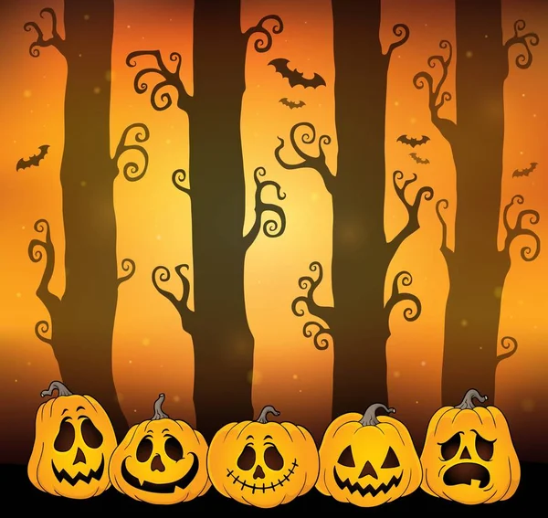 Immagine Tema Foresta Halloween Eps10 Vettoriale Illustrazione — Vettoriale Stock