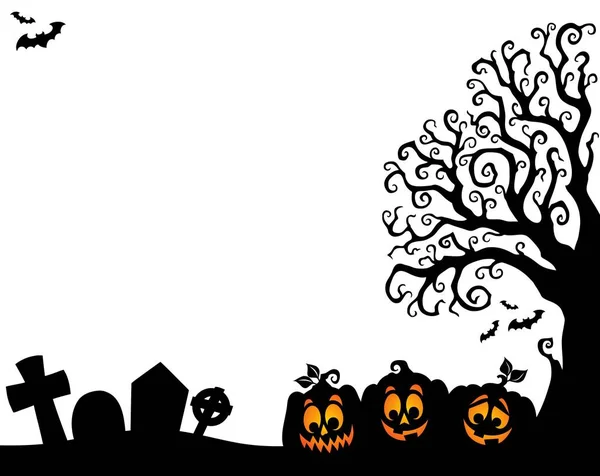 Halloween Árbol Medio Tema Silueta Eps10 Vector Ilustración — Vector de stock