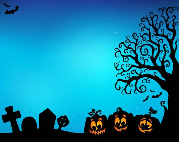 Halloween Tree Half Silhouette Theme Eps10 Vector Illustration — Stock Vector