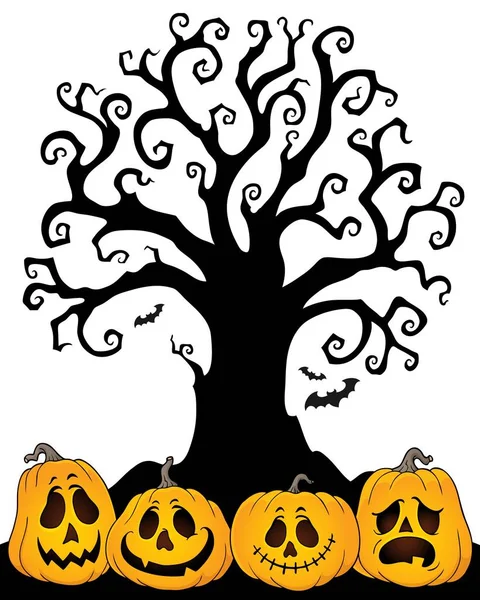 Halloween Árbol Silueta Tema Eps10 Vector Ilustración — Archivo Imágenes Vectoriales