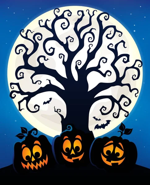 Argomento Della Sagoma Dell Albero Halloween Eps10 Illustrazione Vettoriale — Vettoriale Stock