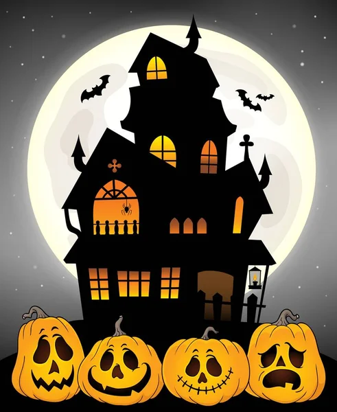Haunted House Silhouette Theme Image Eps10 Vector Illustration — Stock Vector