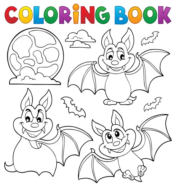 Colorare Libro Pipistrelli Collezione Tema Eps10 Illustrazione Vettoriale — Vettoriale Stock