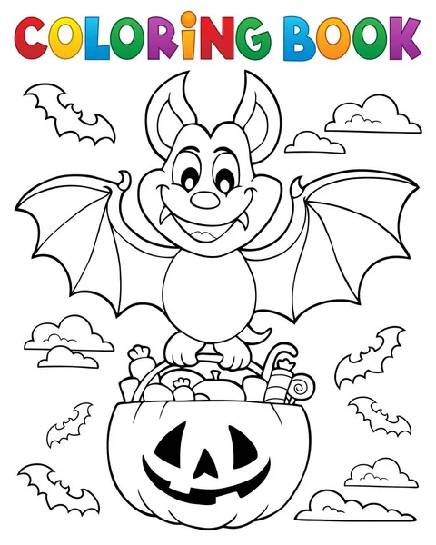 Coloring Book Halloween Bat Theme Eps10 Vector Illustration — Stock Vector