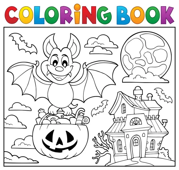 Libro Para Colorear Halloween Murciélago Tema Eps10 Vector Ilustración — Vector de stock