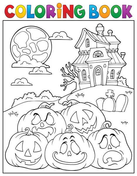 Livro Para Colorir Pilha Abóboras Halloween Eps10 Ilustração Vetorial —  Vetores de Stock