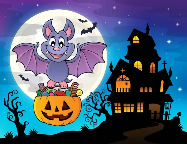 Immagine Tema Pipistrello Halloween Eps10 Illustrazione Vettoriale — Vettoriale Stock