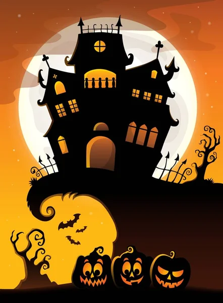 Halloween Casa Silhueta Tema Eps10 Ilustração Vetorial — Vetor de Stock
