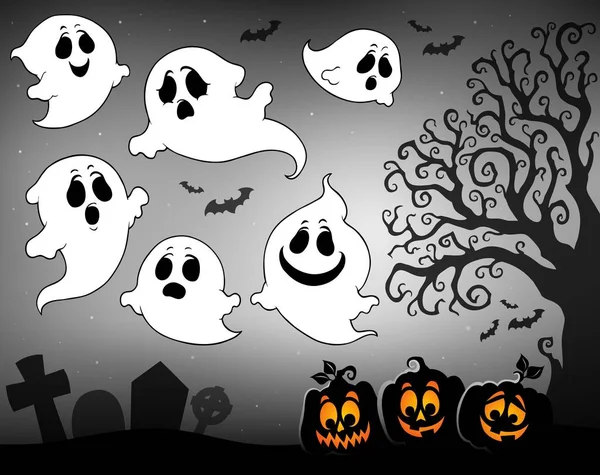 Halloween Bild Mit Geistern Thema Eps10 Vektorillustration — Stockvektor