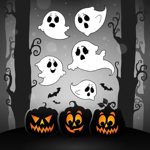 Halloween Image Ghosts Theme Eps10 Vector Illustration — Stock Vector