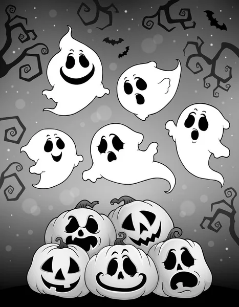 Halloween Bild Med Spöken Tema Eps10 Vektor Illustration — Stock vektor