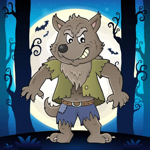 Hombre Lobo Tema Imagen Eps10 Vector Ilustración — Vector de stock