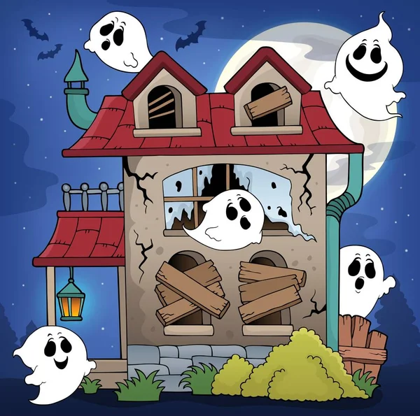 废弃房屋和鬼魂主题1 7月10日 — 图库矢量图片