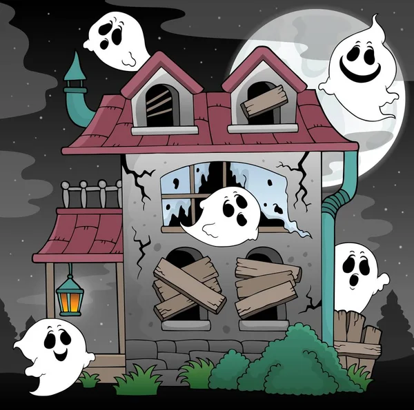 Derelict House Ghosts Theme Eps10 Vector Illustration — Stock Vector