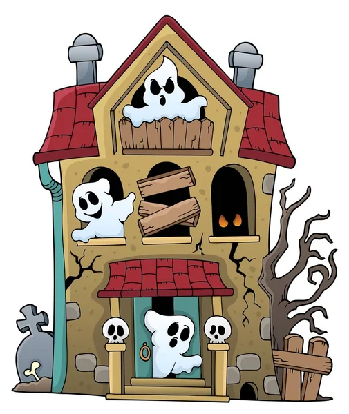 Casa Embrujada Con Fantasmas Tema Eps10 Vector Ilustración — Archivo Imágenes Vectoriales