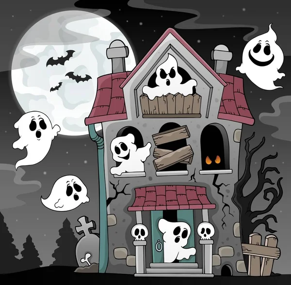 Spookhuis Met Spoken Thema Eps10 Vector Illustratie — Stockvector