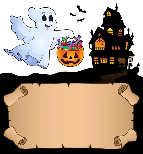 Kleines Pergament Und Halloween Geist Eps10 Vektorillustration — Stockvektor