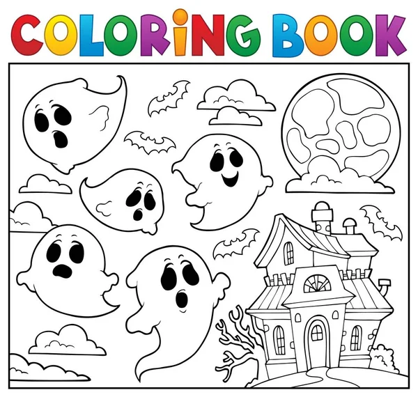 Libro Para Colorear Fantasma Tema Eps10 Ilustración Vectorial — Vector de stock
