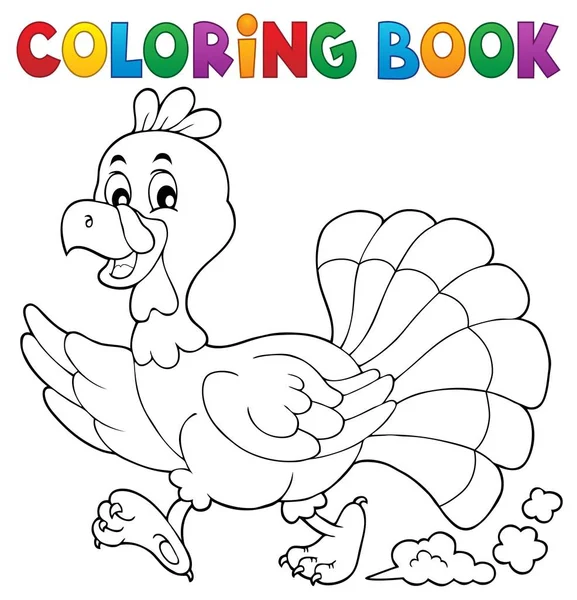 Libro Para Colorear Pájaro Pavo Corriendo Eps10 Ilustración Vectorial — Archivo Imágenes Vectoriales