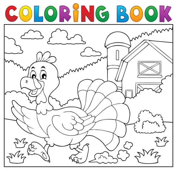 Libro Para Colorear Pájaro Pavo Corriendo Eps10 Ilustración Vectorial — Archivo Imágenes Vectoriales