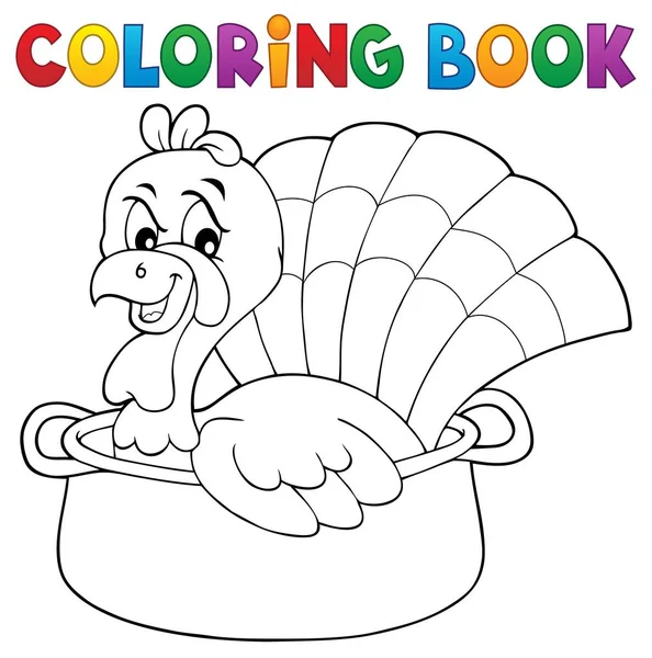 Kleurboek Kalkoen Vogel Pan Thema Eps10 Vector Illustratie — Stockvector